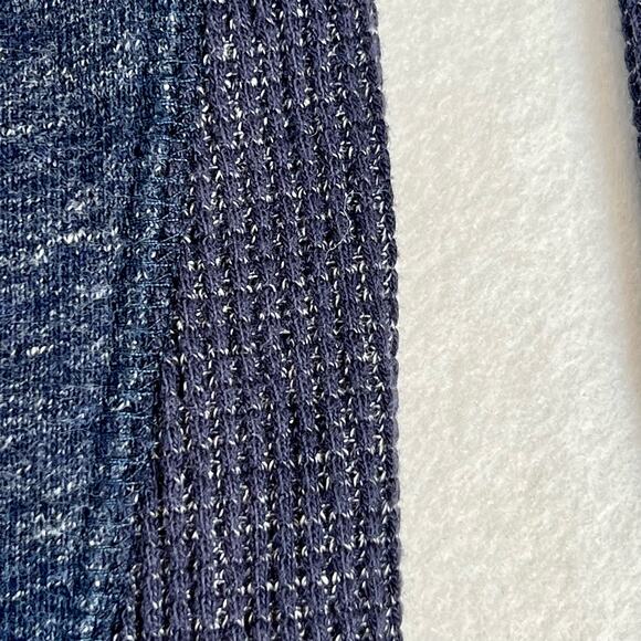 Style & Co Sport Lightweight Hoodie Woman's L Heathered Blue Grey Knit & Waffle - Picture 2 of 13